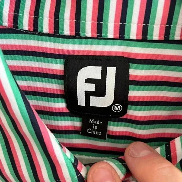 FootJoy 3D Blur Stripe Print Golf Polo Short Sleeve Medium - Picture 3 of 7